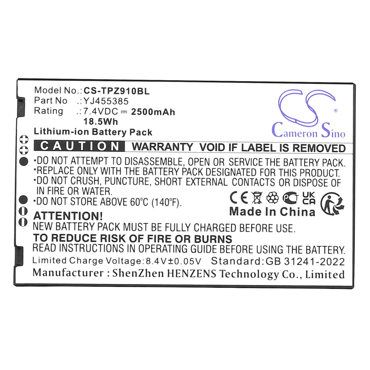 Replacement Battery for Topwise Z91 – Payment Terminal – 2500mAh / 7.4V