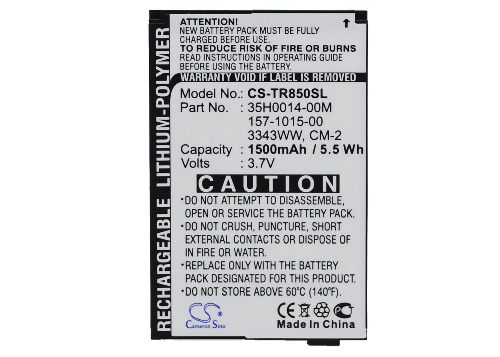 Replacement Battery for Palm Treo 850 – Mobile, SmartPhone – 1500mAh / 3.7V - image 1