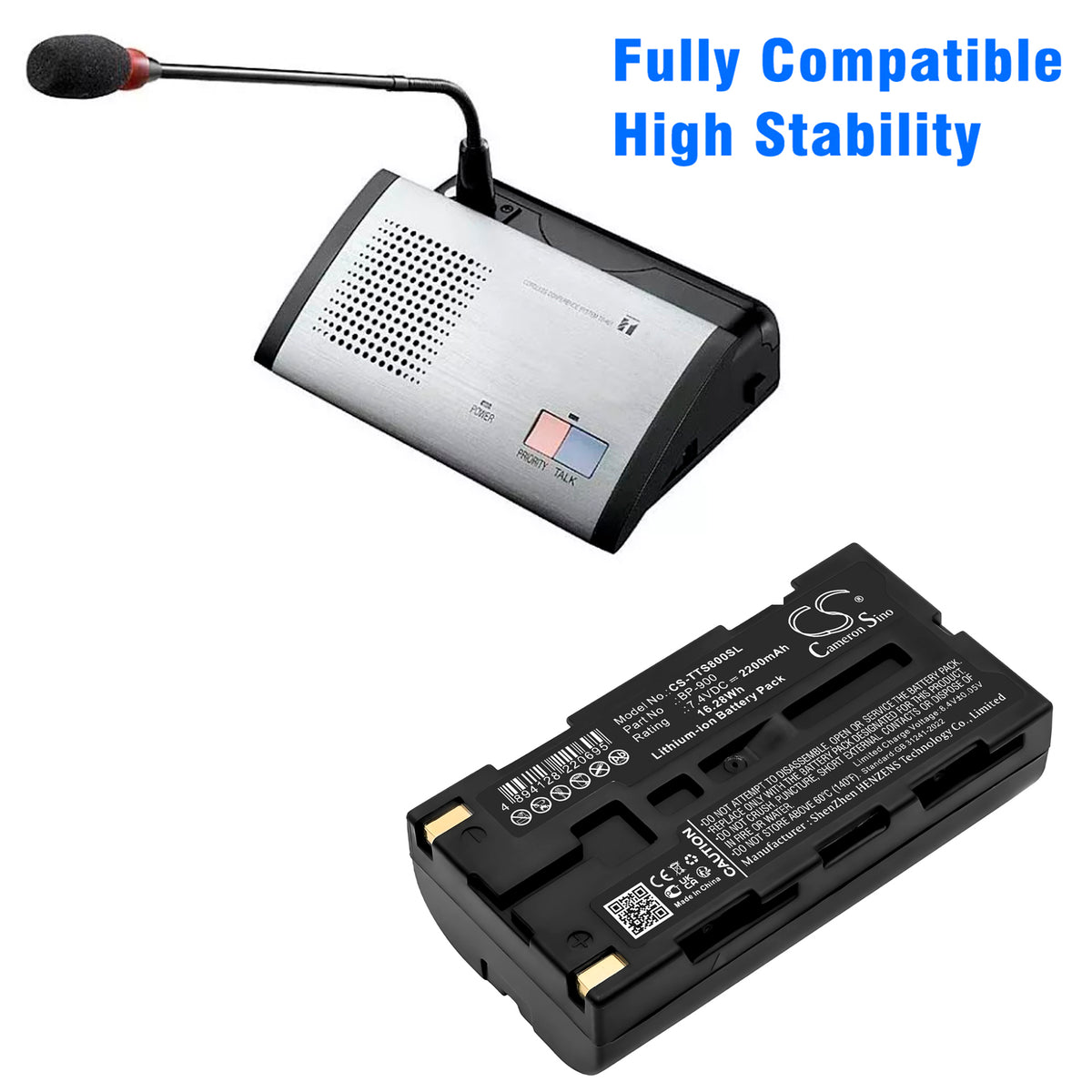 Replacement Battery for TOA TS-800 – Communication & Conferencing – 2200mAh / 7.4V