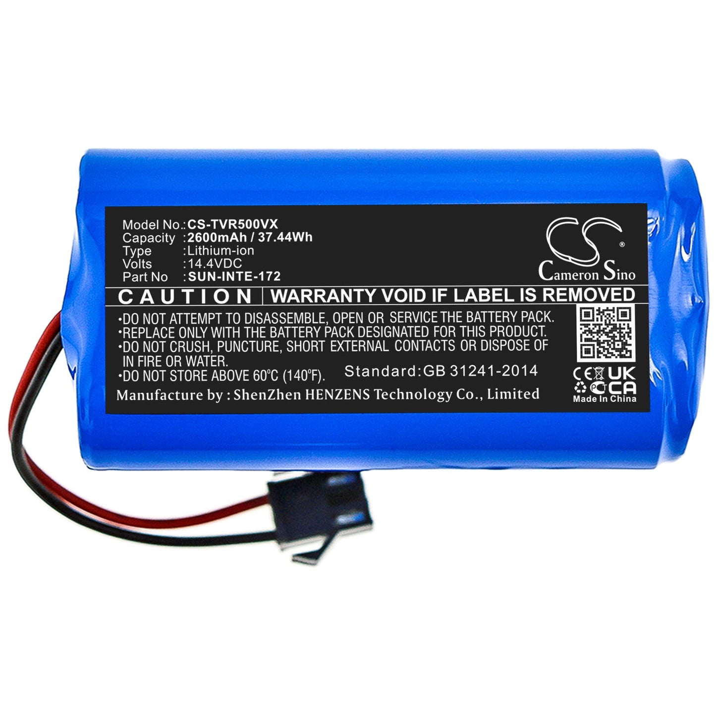 Replacement Battery for SereneLife  PUCRC660 – Vacuum – 2600mAh / 37.44Wh / 14.4V
