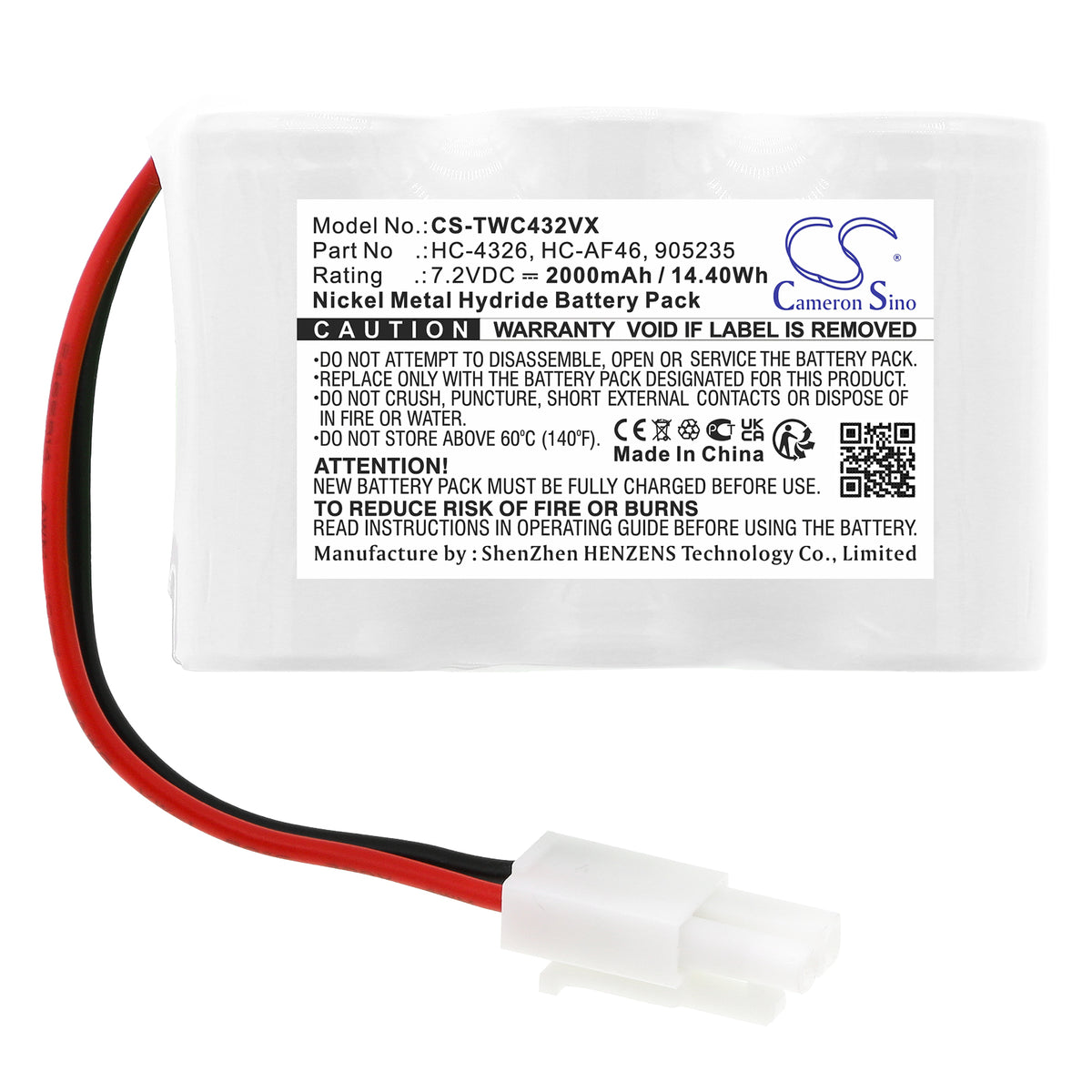 Replacement Battery for Twinbird HC-4326P – Vacuum – 2000mAh / 7.2V