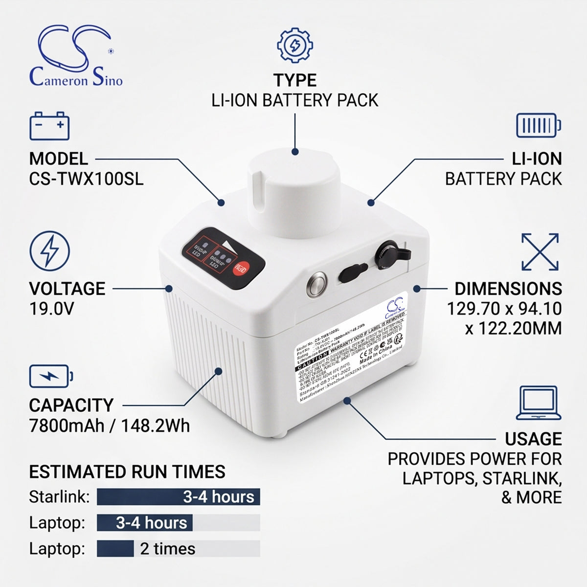 Replacement Battery for Starlink Mini – Satellite Internet – 7800mAh / 19.0V