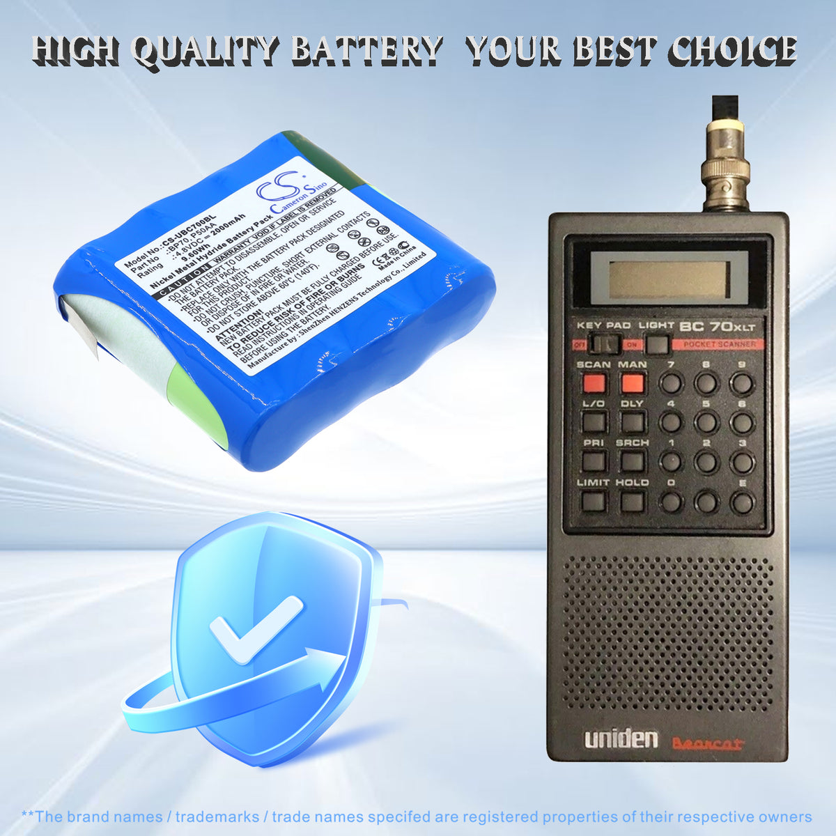 Replacement Battery for Uniden Bearcat BC70XLT – Barcode Scanner – 2000mAh / 4.8V