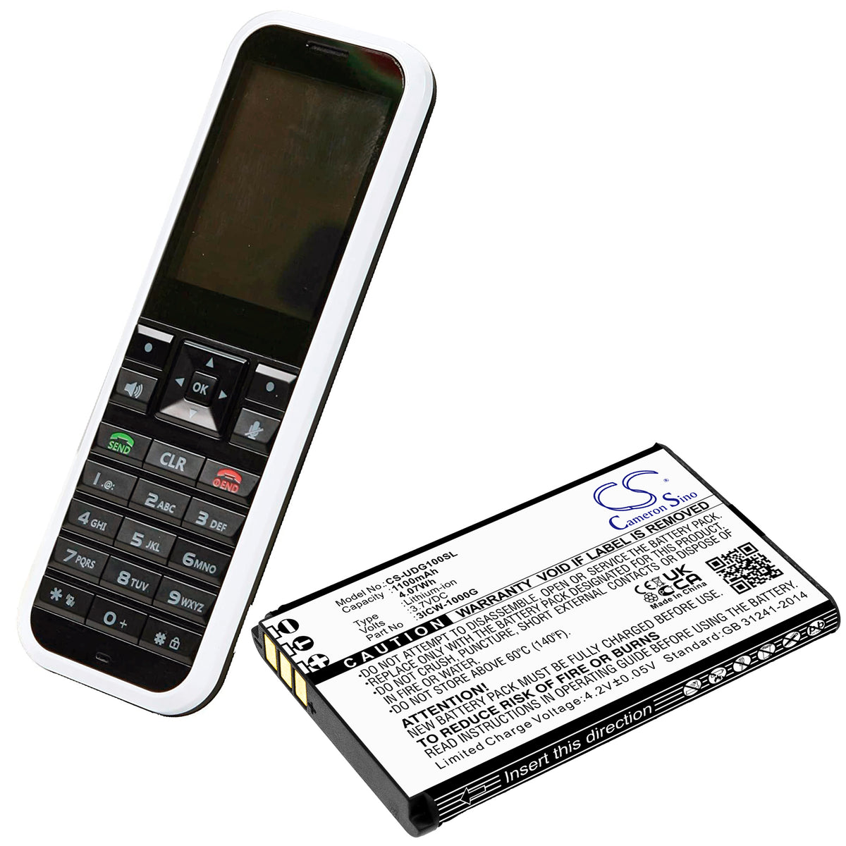 Replacement Battery for UniData | Incom ICW-1000G – VoIP Phone – 1100mAh / 3.7V