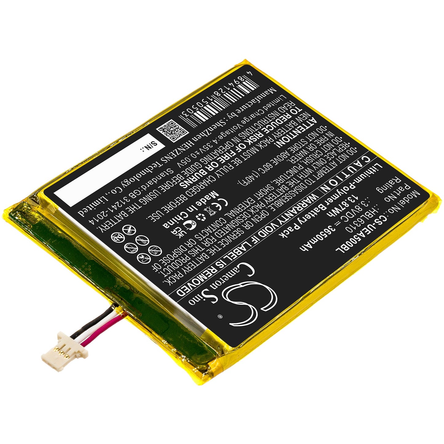 Replacement Battery for Unitech  EA500 – Barcode Scanner – 3650mAh / 13.87Wh / 3.8V