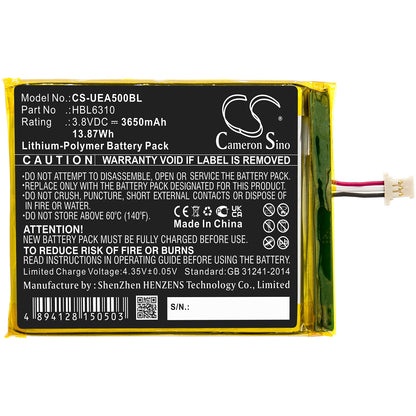Replacement Battery for Unitech  EA500 – Barcode Scanner – 3650mAh / 13.87Wh / 3.8V