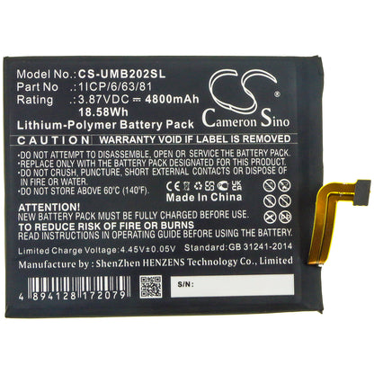 Replacement Battery for UMI UMIDIGI BISON – Mobile, SmartPhone – 4800mAh / 3.87V