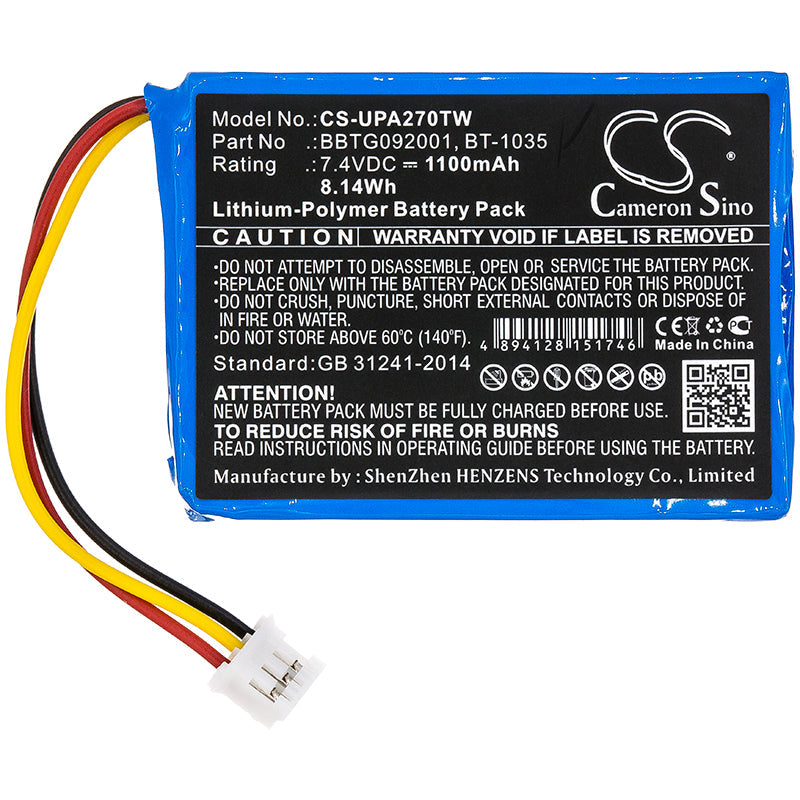 Replacement Battery for Uniden  Atlantis 270 – Two-Way Radio – 1100mAh / 8.14Wh / 7.4V