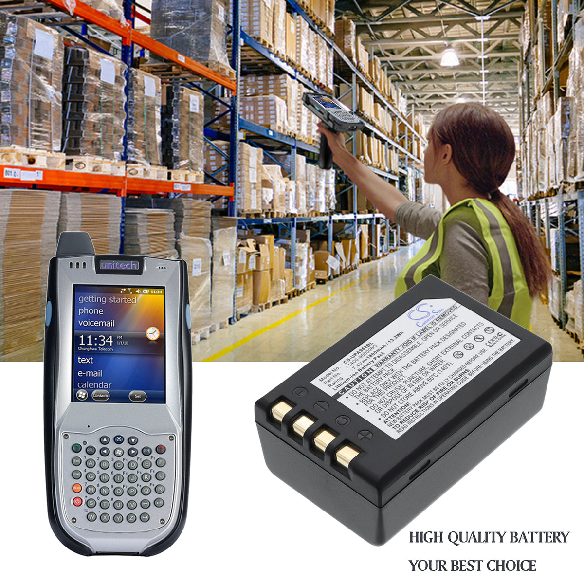 Replacement Battery for Unitech PA968II – Barcode Scanner – 1800mAh / 7.4V