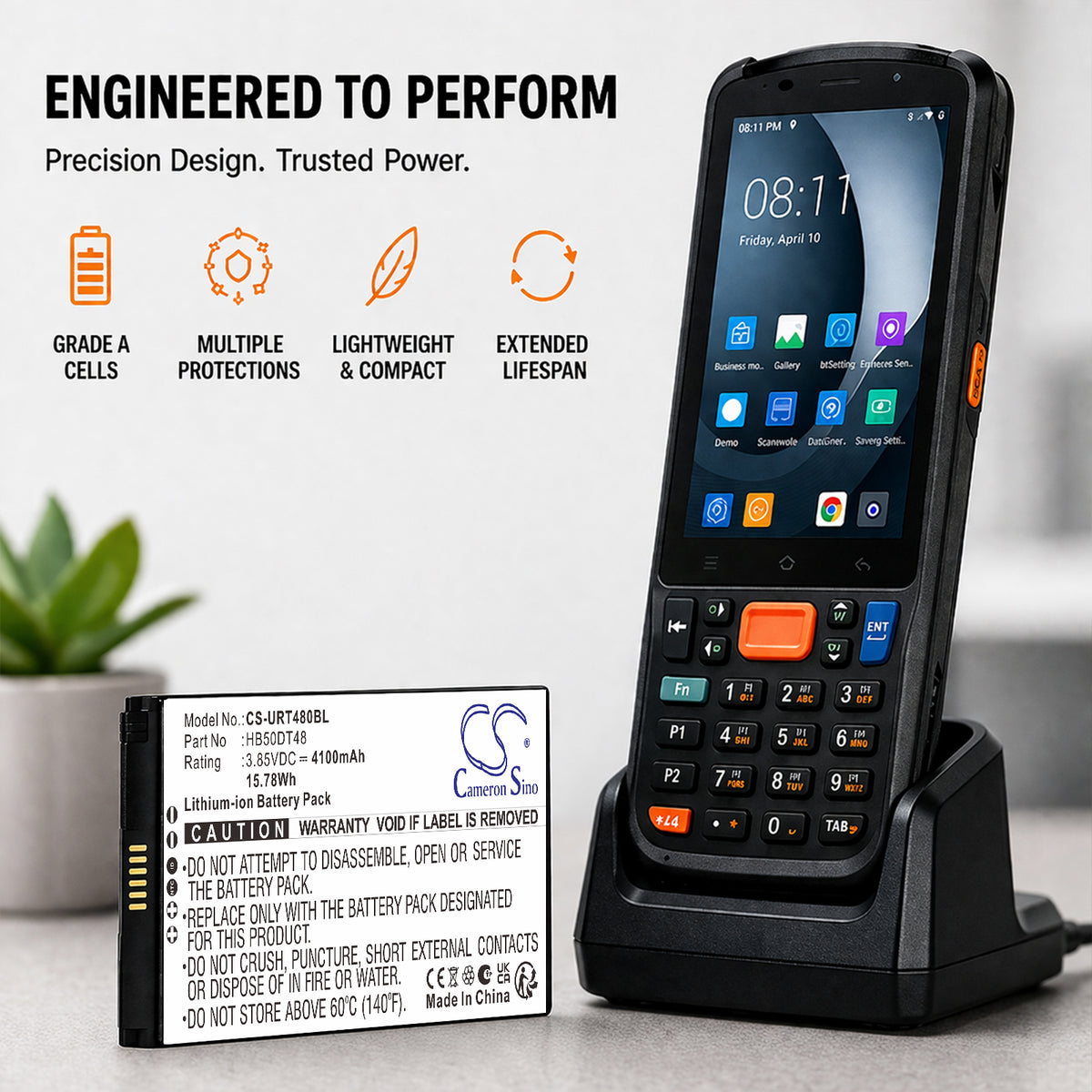 Replacement Battery for Urovo CT48 – Barcode Scanner – 4100mAh / 3.85V