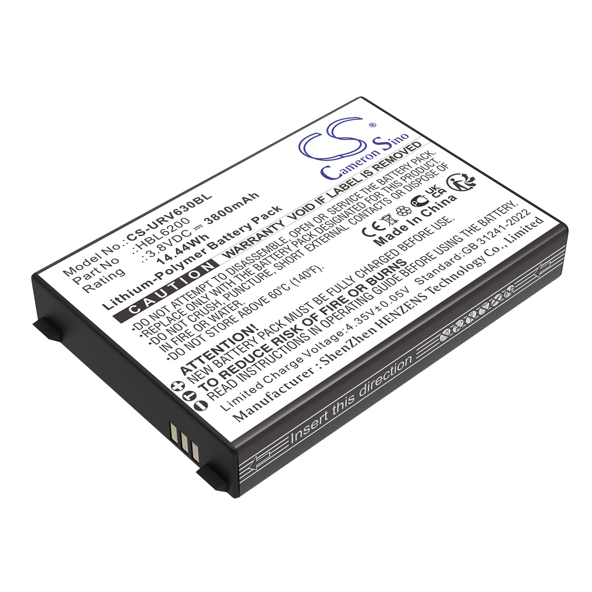 Replacement Battery for Urovo i6200S – Barcode Scanner – 3800mAh / 3.8V
