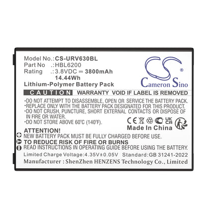 Replacement Battery for Urovo i6200S – Barcode Scanner – 3800mAh / 3.8V