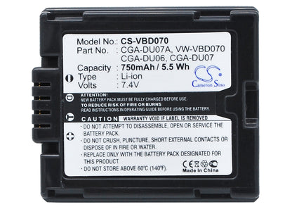 Replacement Battery for Panasonic  DR-M50B – Camera – 750mAh / 7.4V
