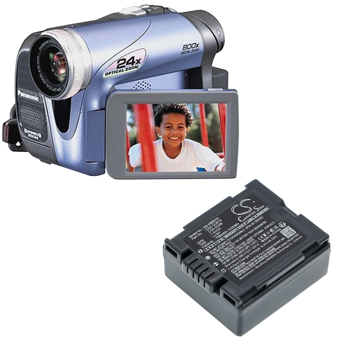 Replacement Battery for Panasonic | Hitachi PV-GS19 – Camera – 750mAh / 7.4V