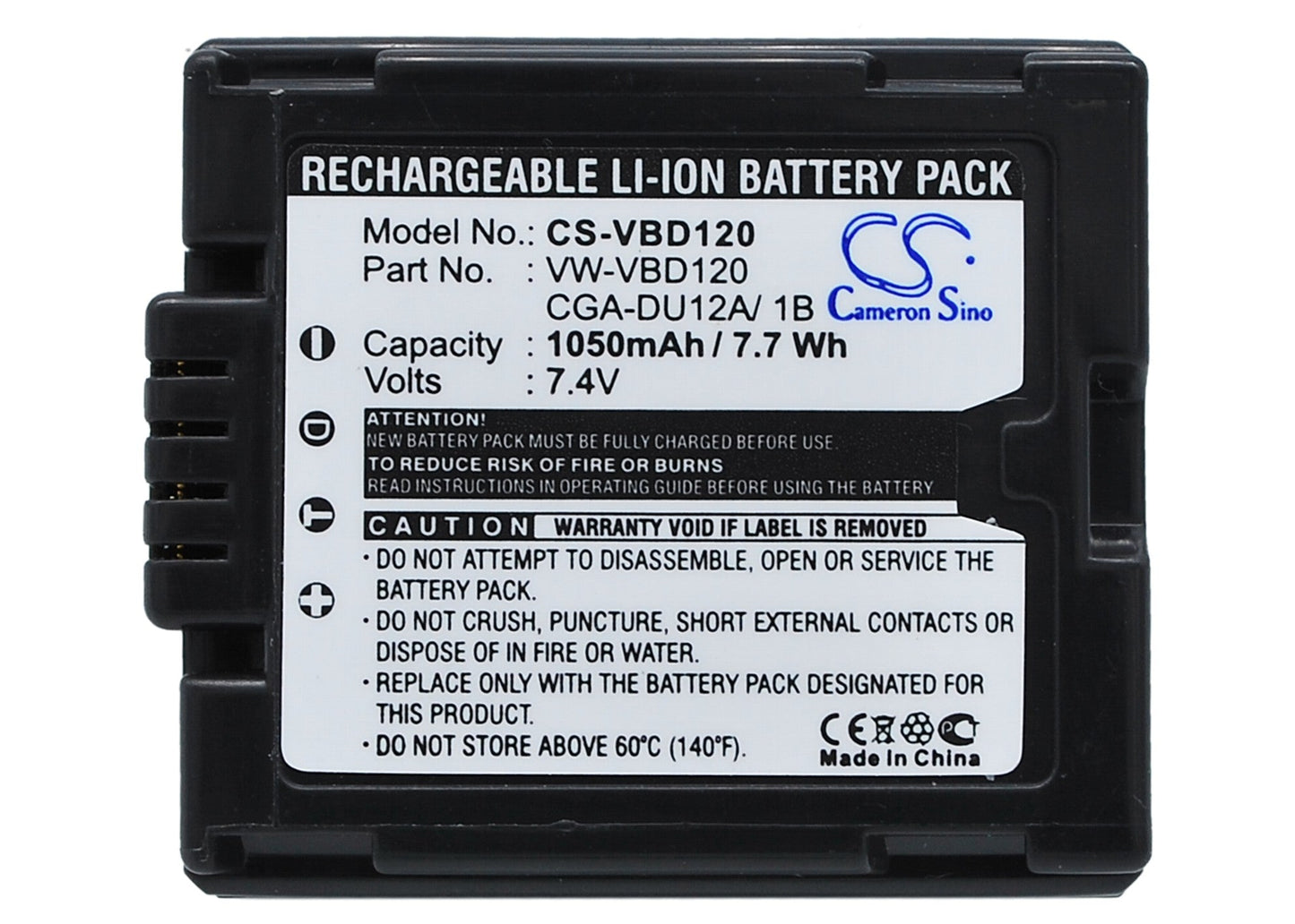Replacement Battery for Panasonic  DZ-GX20 – Camera – 1050mAh / 7.4V