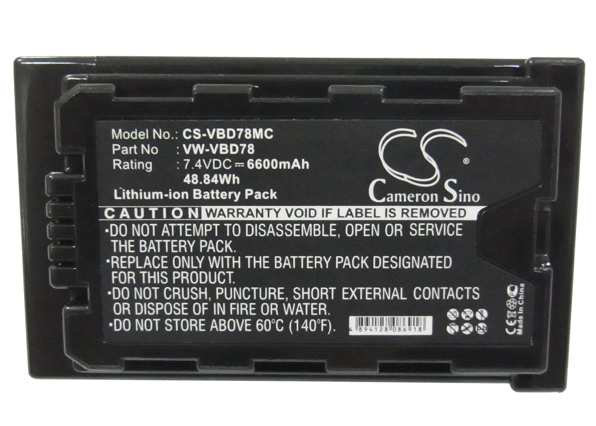Replacement Battery for Panasonic HDC-MDH2GK – Camera – 6600mAh / 7.4V