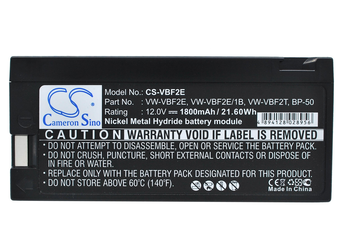 Replacement Battery for General Electric  1CVD5021 – Camera – 1800mAh / 21.60Wh / 12.0V