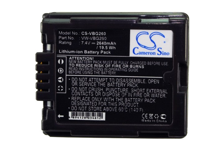 Replacement Battery for Panasonic HDC-SD9 – Camera – 2640mAh / 7.4V