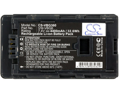 Replacement Battery for Panasonic HDC-HS300 – Camera – 4400mAh / 7.4V