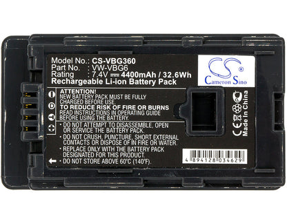 Replacement Battery for Panasonic  AG-AC130 – Camera – 4400mAh / 32.56Wh / 7.4V