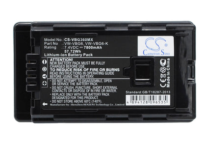 Replacement Battery for Panasonic HDC-HS300 – Camera – 7800mAh / 7.4V