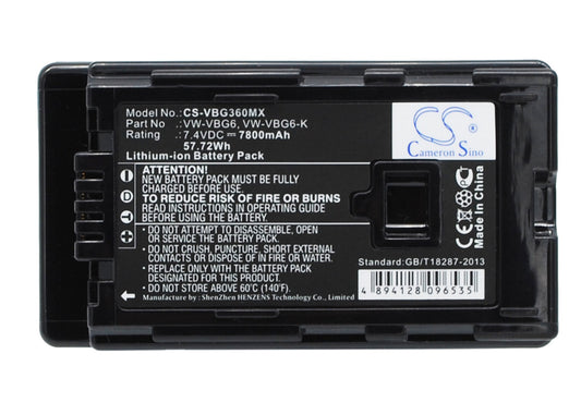 Replacement Battery for Panasonic HDC-HS300 – Camera – 7800mAh / 7.4V