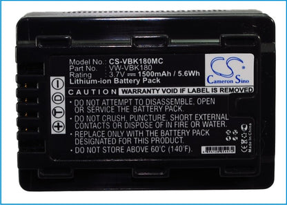 Replacement Battery for Panasonic SDR-H85 – Camera – 1500mAh / 3.7V