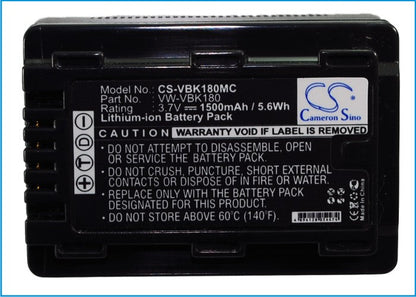 Replacement Battery for Panasonic  HC-V10 – Camera – 1500mAh / 3.7V