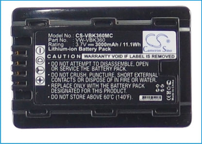 Replacement Battery for Panasonic SDR-H85 – Camera – 3000mAh / 3.7V