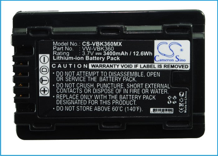 Replacement Battery for Panasonic  HC-V10 – Camera – 3400mAh / 3.7V