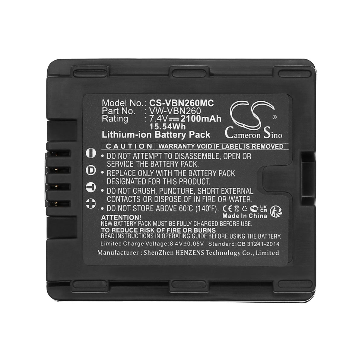 Replacement Battery for Panasonic HDC-TM900 – Camera – 2100mAh / 7.4V