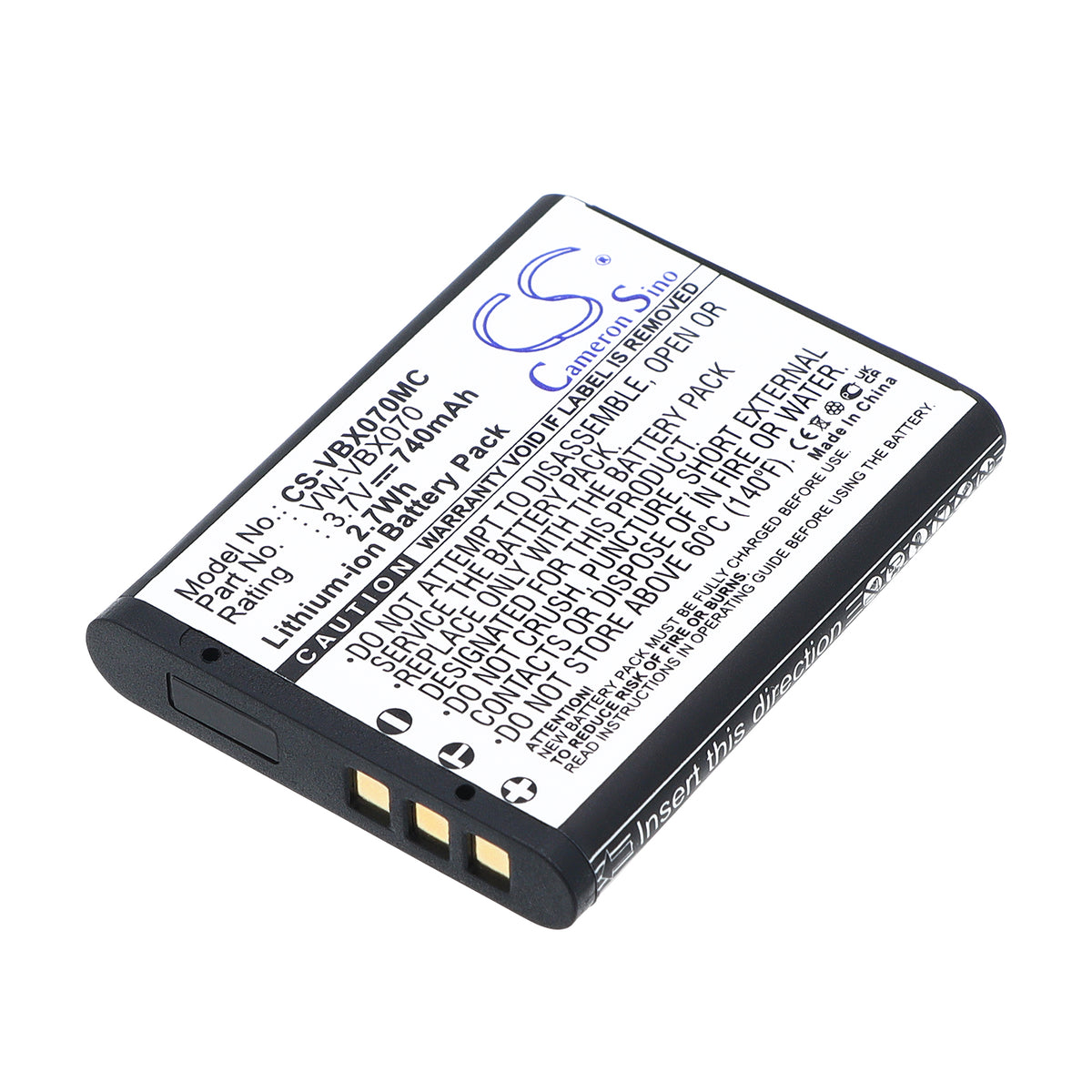 Replacement Battery for Panasonic HX-WA10 – Camera – 740mAh / 3.7V