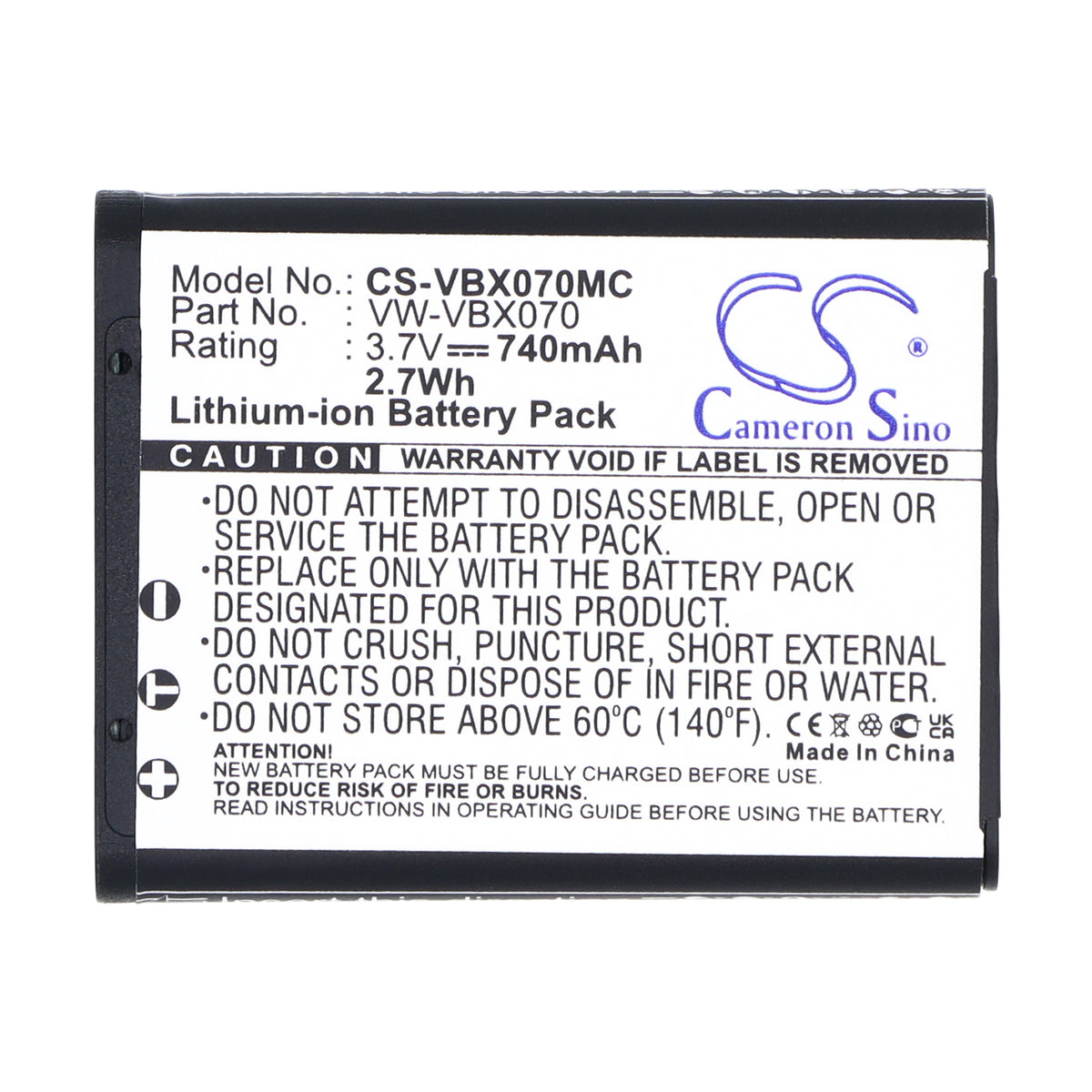 Replacement Battery for Panasonic HX-WA10 – Camera – 740mAh / 3.7V