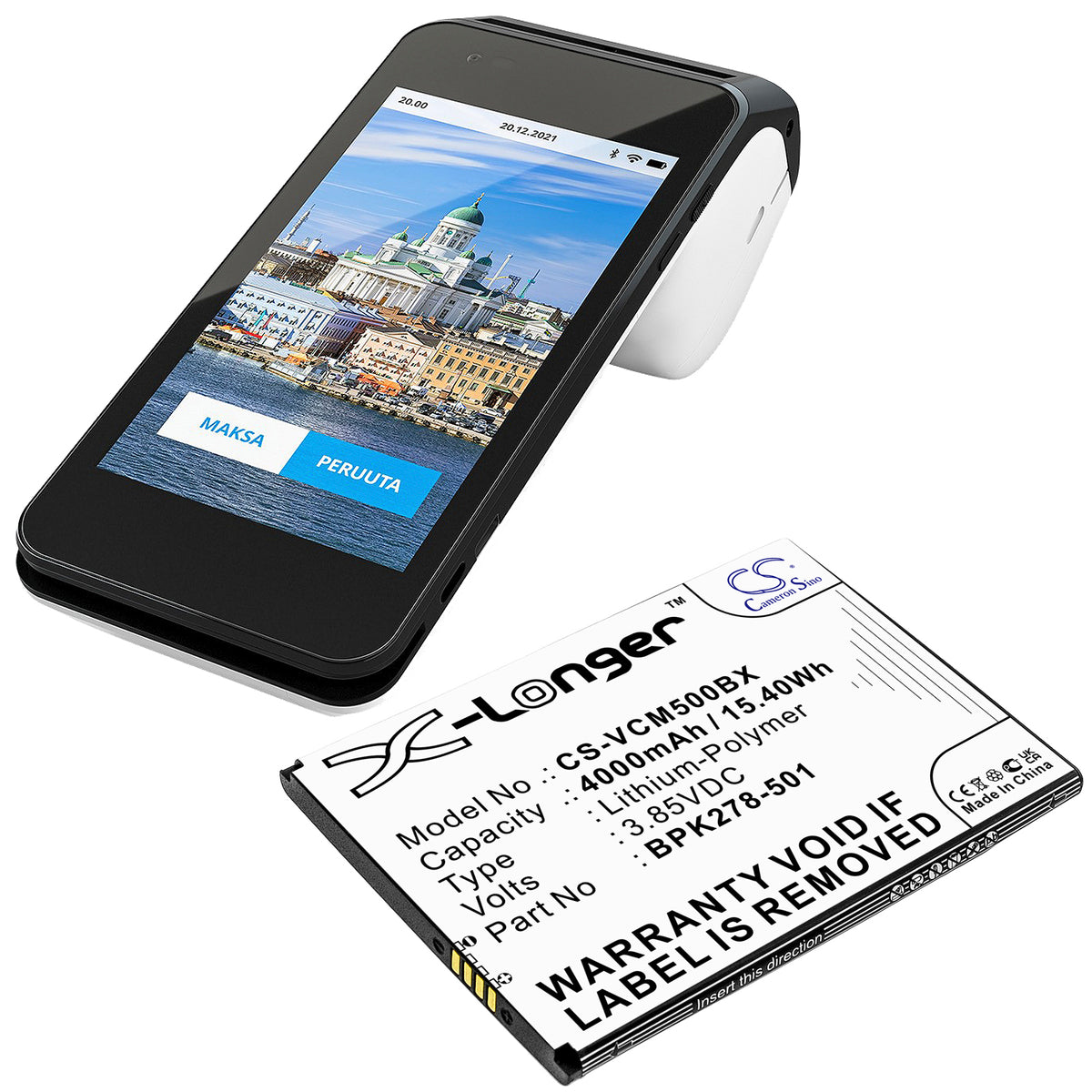 Replacement Battery for VeriFone CM5 – Payment Terminal – 4000mAh / 3.85V