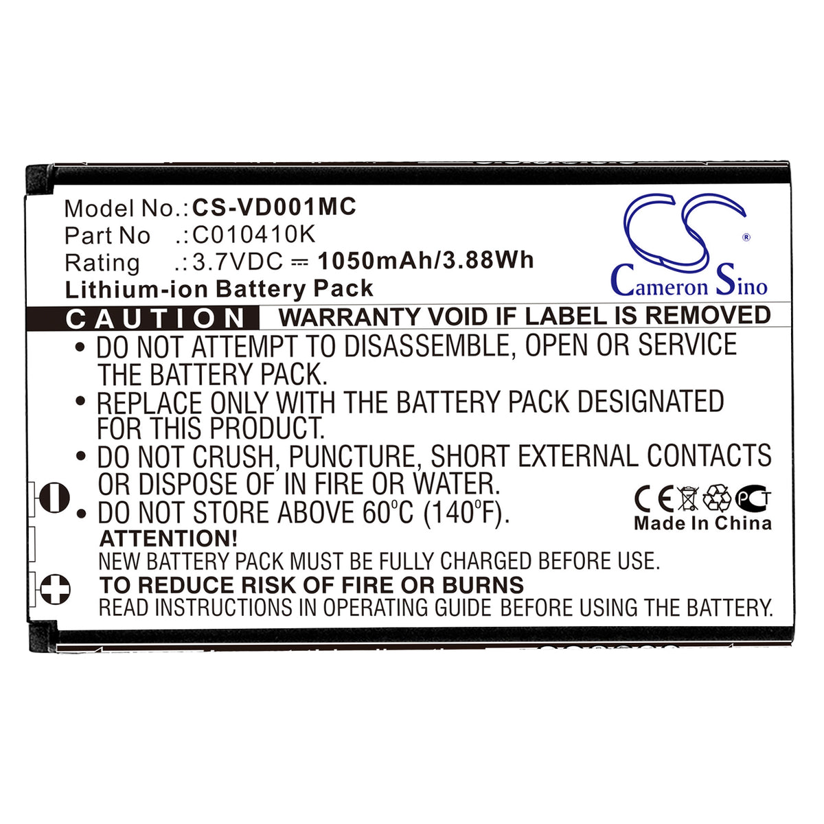 Replacement Battery for BlueWalker | Spare | PowerWalker | Oregon | Contour | Aiptek | VholdR mini Media Center – Camera – 1050mAh / 3.7V