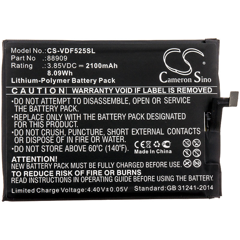 Replacement Battery for Vodafone  88909 – Mobile, SmartPhone – 2100mAh / 8.09Wh / 3.85V