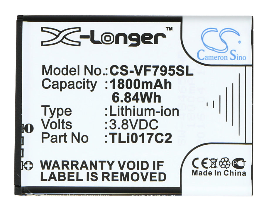 Replacement Battery for Vodafone  Smart Speed 6 – Mobile, SmartPhone – 1800mAh / 6.84Wh / 3.8V