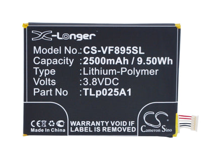 Replacement Battery for Alcatel  One Touch POP 2 5.0 – Mobile, SmartPhone – 2500mAh / 9.50Wh / 3.8V