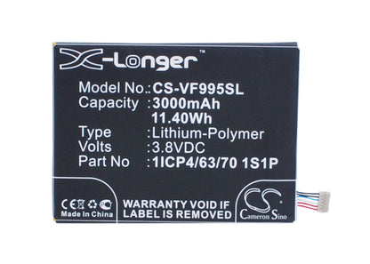 Replacement Battery for Vodafone  Smart ultra 6 – Mobile, SmartPhone – 3000mAh / 11.40Wh / 3.8V