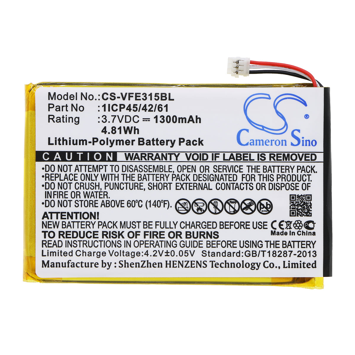 Replacement Battery for VeriFone e315 – Payment Terminal – 1300mAh / 3.7V