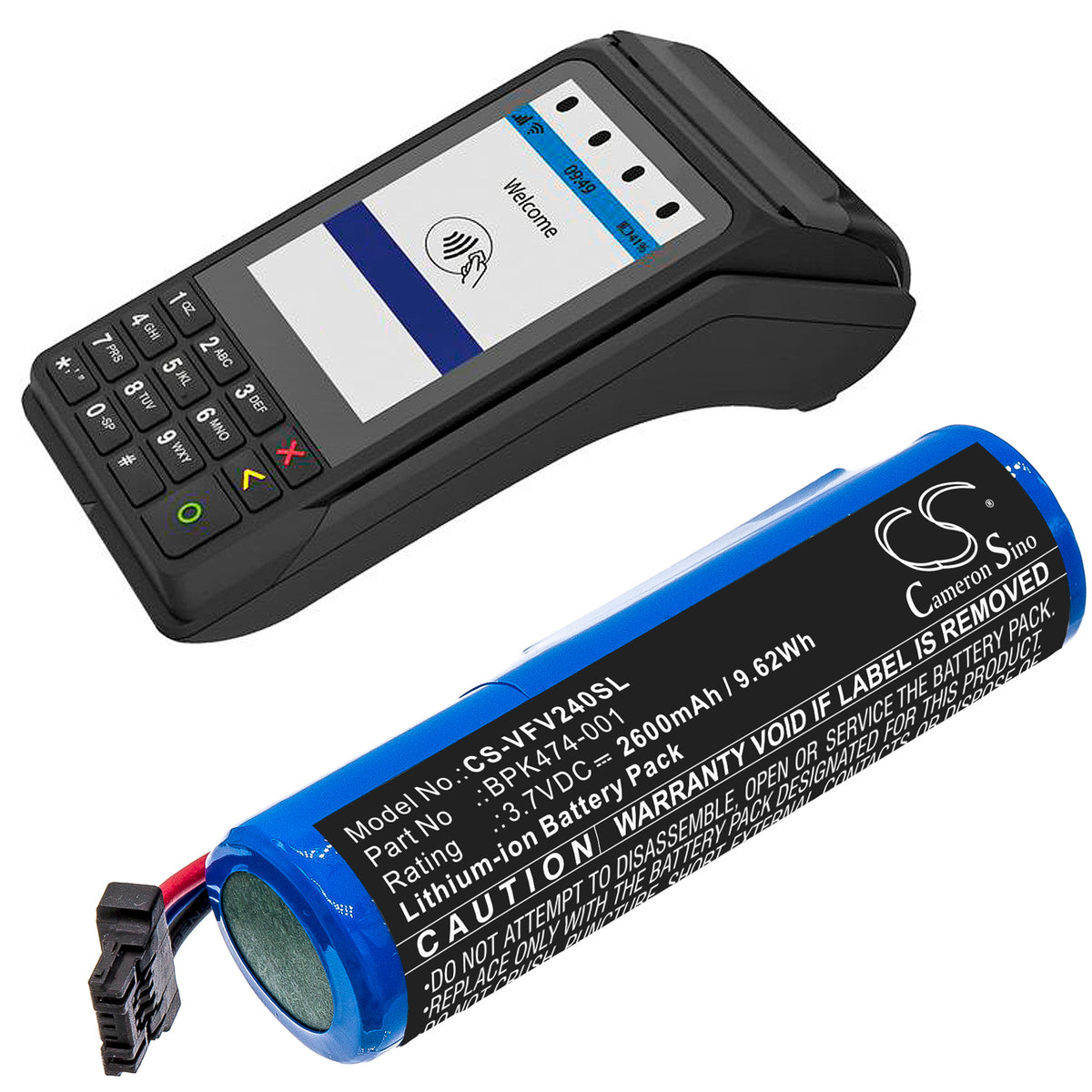 Replacement Battery for VeriFone 3GBWC – Payment Terminal – 2600mAh / 3.7V