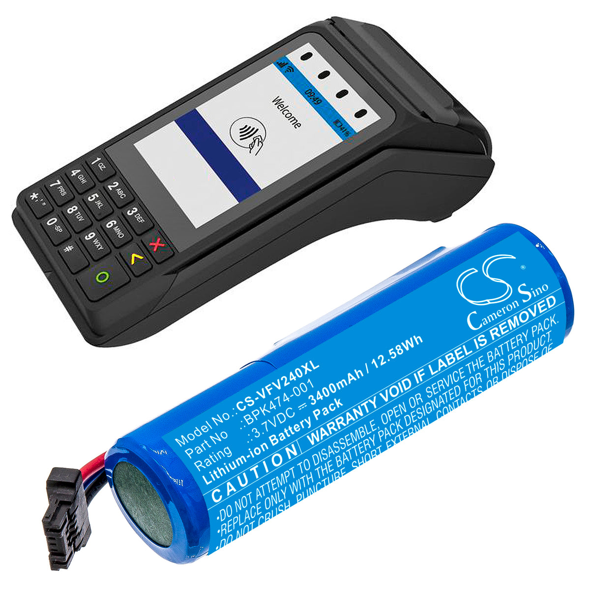 Replacement Battery for VeriFone 3GBWC – Payment Terminal – 3400mAh / 3.7V