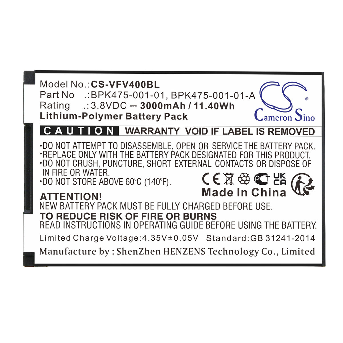 Replacement Battery for VeriFone | Adyen M435-003-04-NAA-S – Payment Terminal – 3000mAh / 3.8V