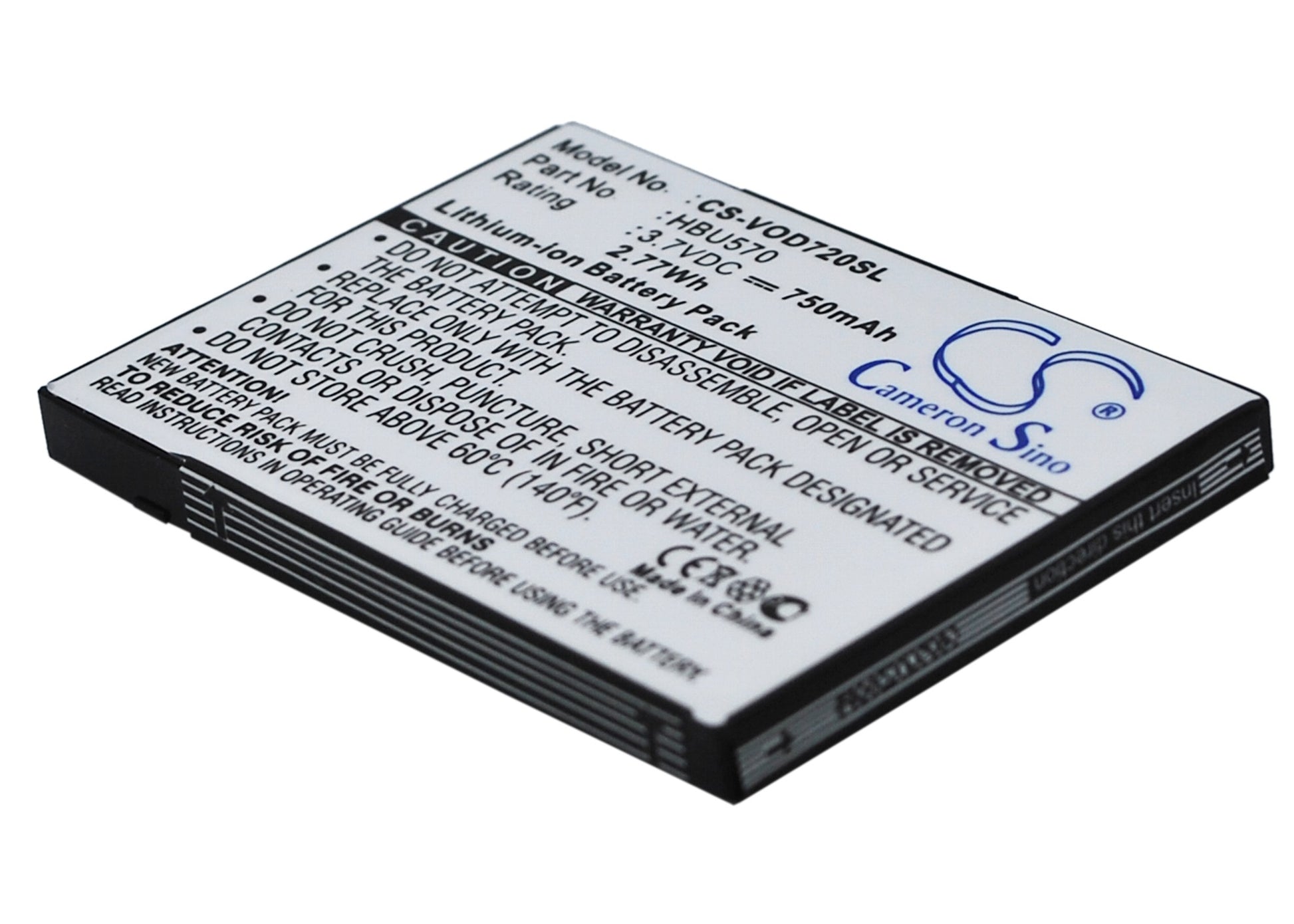 Replacement Battery for Vodafone 720 – Mobile, SmartPhone – 750mAh / 3.7V - image 1