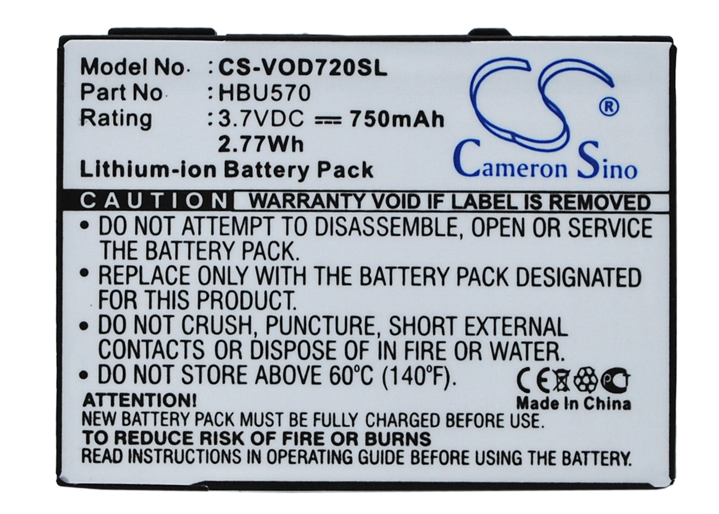Replacement Battery for Vodafone 720 – Mobile, SmartPhone – 750mAh / 3.7V - image 5