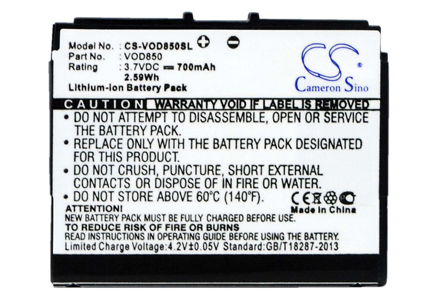 Replacement Battery for Vodafone 850 – Mobile, SmartPhone – 700mAh / 3.7V - image 1