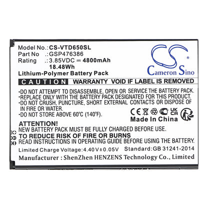 Replacement Battery for Vortex HD65Plus – Mobile, SmartPhone – 4800mAh / 3.85V
