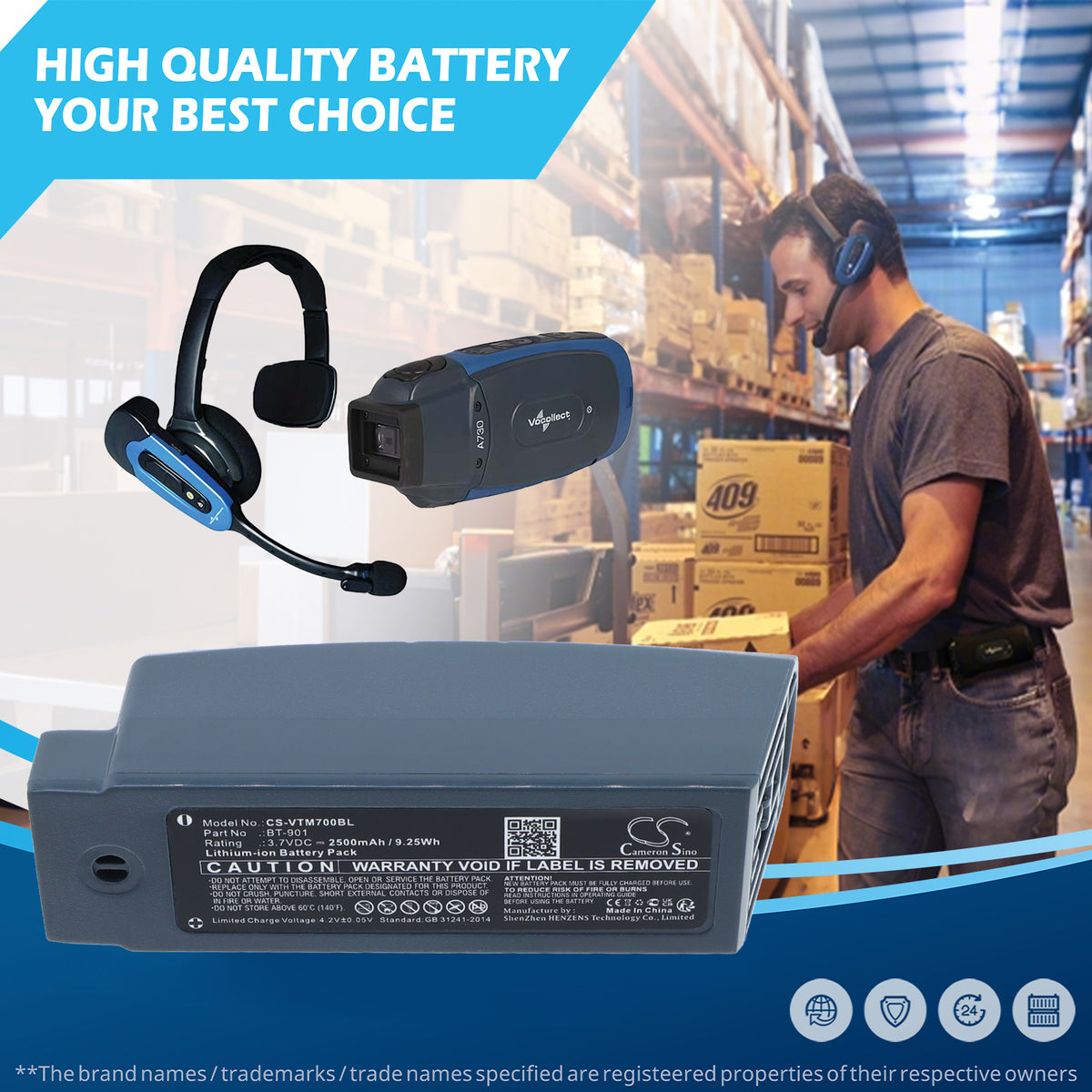 Replacement Battery for Vocollect | Honeywell Talkman A700 – Barcode Scanner – 2500mAh / 3.7V
