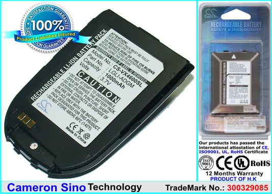 Replacement Battery for LG VX4600 – Mobile, SmartPhone – 1000mAh / 3.7V - image 1
