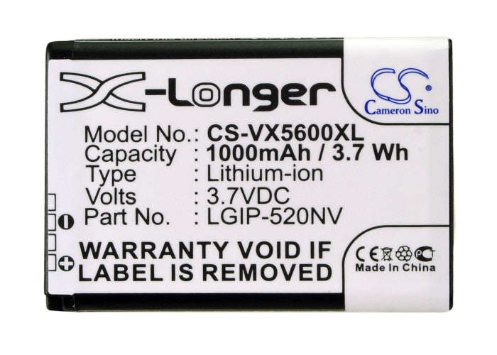 Replacement Battery for LG  Accolade – Mobile, SmartPhone – 1000mAh / 3.7V